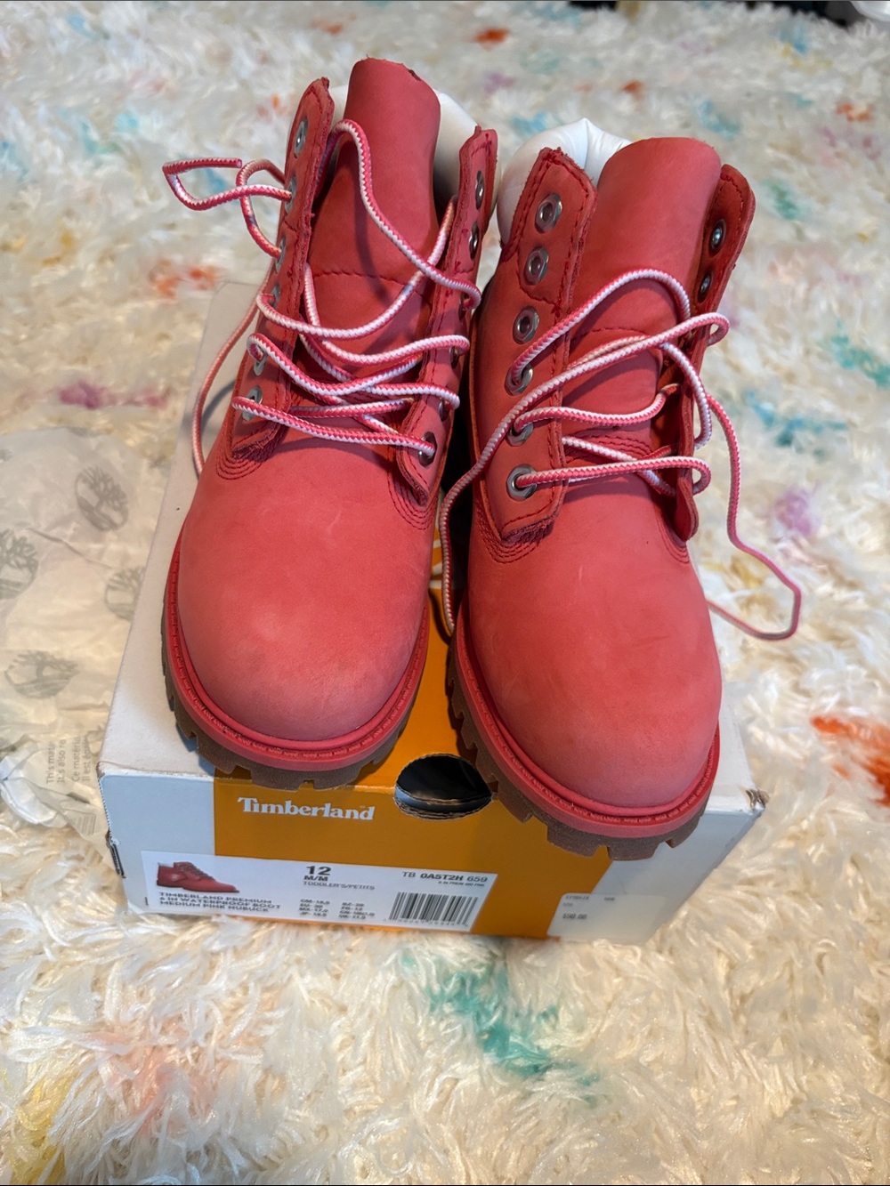 Timberland Coral-Pink Waterproof Work Boots